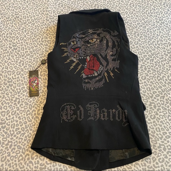 NWT Ed Hardy Bejeweled Vest- S - Picture 2 of 12